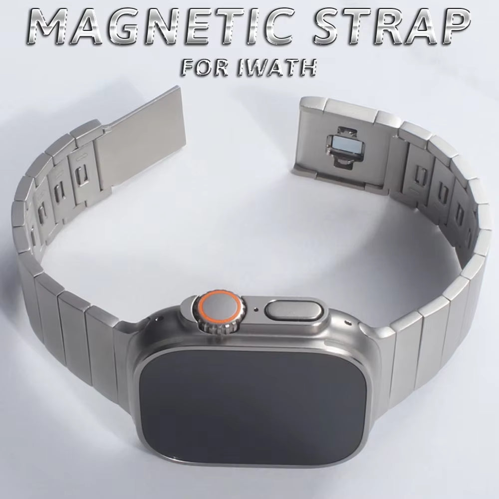 Luxury Stainless Steel Strap for  Watch Band Ultra 49Mm 45Mm 44Mm 42Mm Titanium Color Magnetic Bracelet for Iwatch 8 7 6 5
